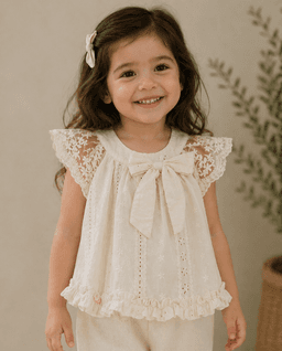 Baby Girls Lace Frill Sleeveless Fashion Top – Beige